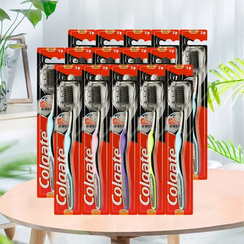 Colgate 8PCS Random Colors Bamboo Charcoal Toothbrushes Soft Bristles Oral Health Adult Family Pack Gentle Teeth Cleaning Tool