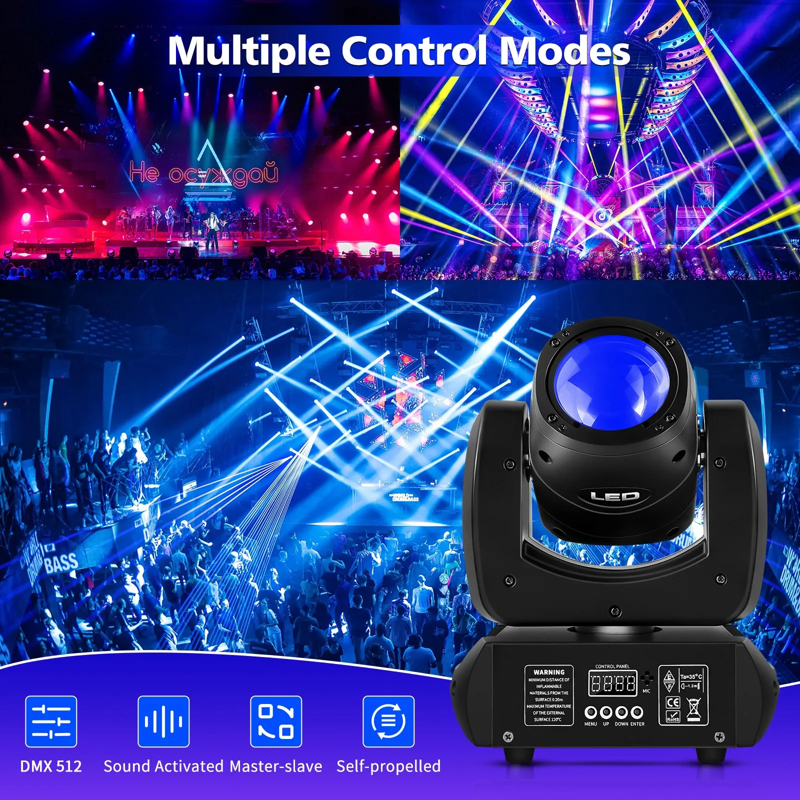 100W LED Beam Gobo Moving Head Stage Light Dazzling Effect DMX for Club KTV Disco DJ Party Lighting