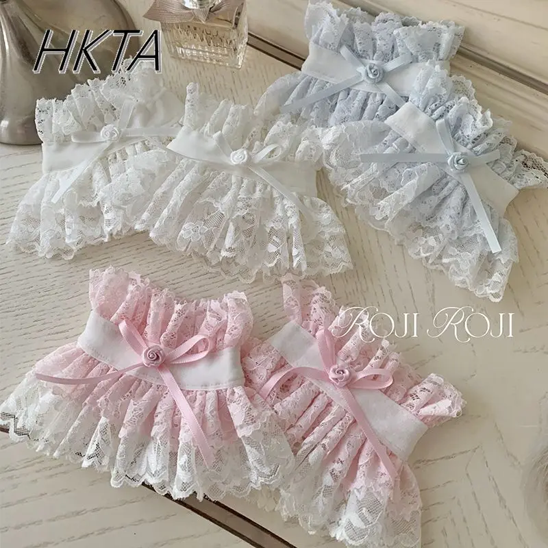 

Lolita Kawaii Rose Lace Hand Sleeve Women Summer Flower Bow Cute Big Lace Sweet Pink Cosplay Accessories Hand Sleeves Female