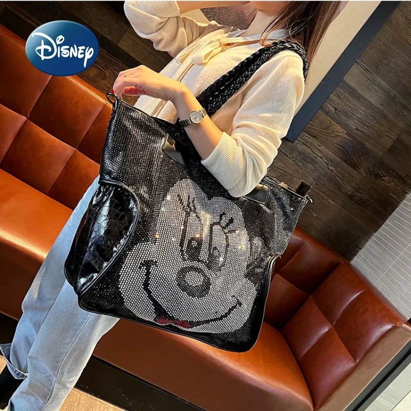 Disney Minnie New Women\'s Handbag Cartoon Fashion Women\'s Shoulder Bag Luxury Brand Diamond Embedding Women\'s Bag Large Capacity