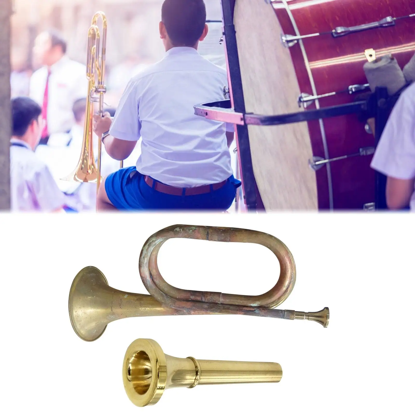 Cavalry Trumpet Scouting Trumpet Music Instrument Professional Mini Brass Instrument Blowing Bugle for School Band Students