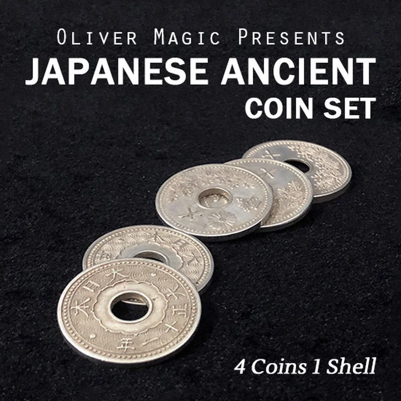 Japanese Ancient Coin Set (4 Coins 1 Shell) By Oliver Magic Close Up Magic Tricks Gimmick Illusions Magician Instant Transfer