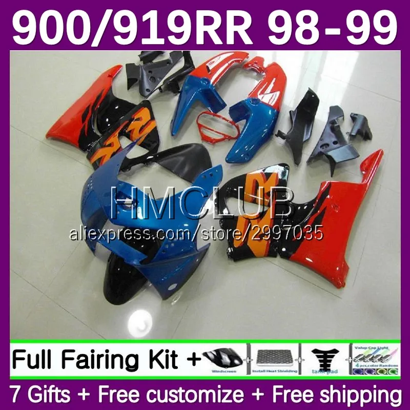 Fairing Kit For HONDA CBR900RR red blue CBR 919RR CBR919RR 1998 1999 16No.30 CBR900 CBR 919 RR CC 900RR CBR919 RR 98 99 Body