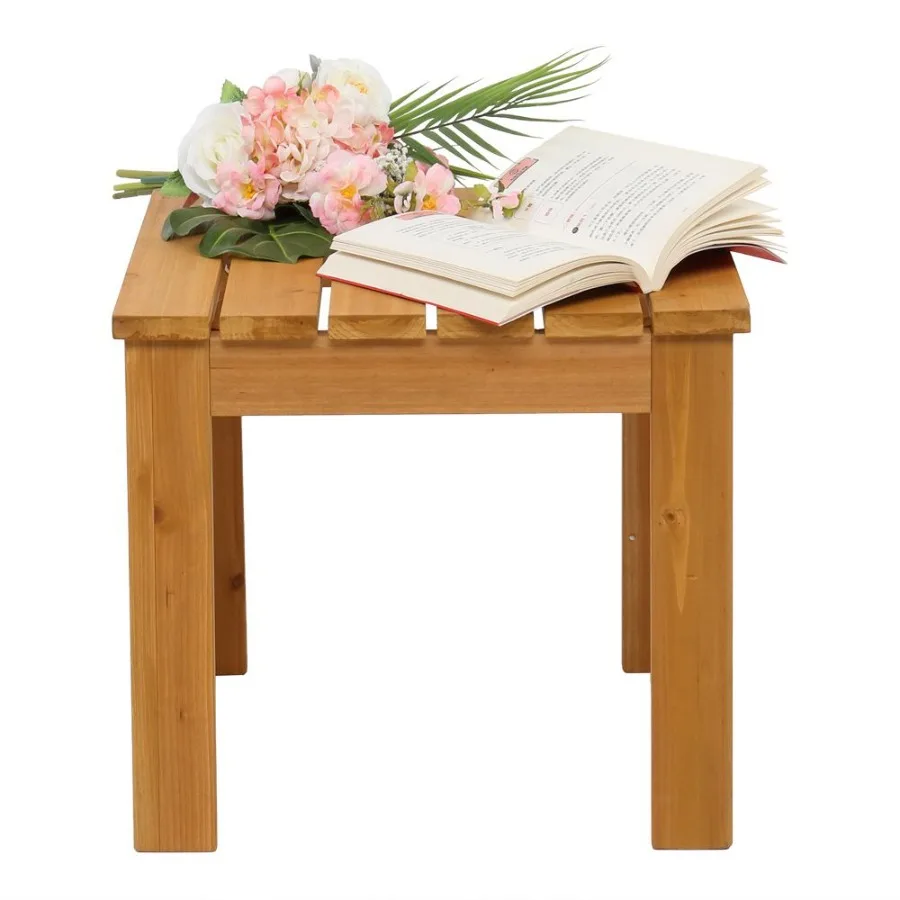 

Wooden Square Side End Table Patio Coffee Bistro Table Indoor Outdoor Natural