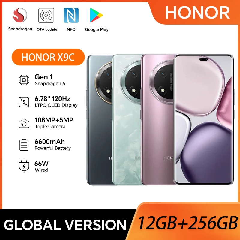 HONOR X9c 5G Dual SIM (12 ГБ ОЗУ, хранилище 256 ГБ) Тройная камера 108 МП 6,78 дюйма AMOLED Дисплей 120 Гц Аккумулятор 6600 мАч Android 14