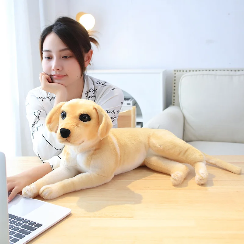 50-90CM Cute Simulation Lying Golden Retriever Plush Toy Stuffed Soft Puppy Dog Pillow Doll Toys Birthday Gift