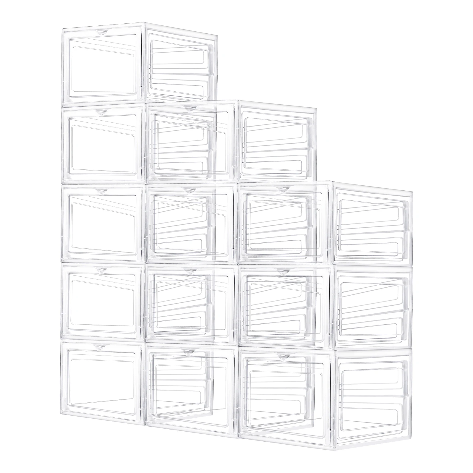 12 stuks transparante schoenendozen voor sneakers, opbergdozen, stapelbaar