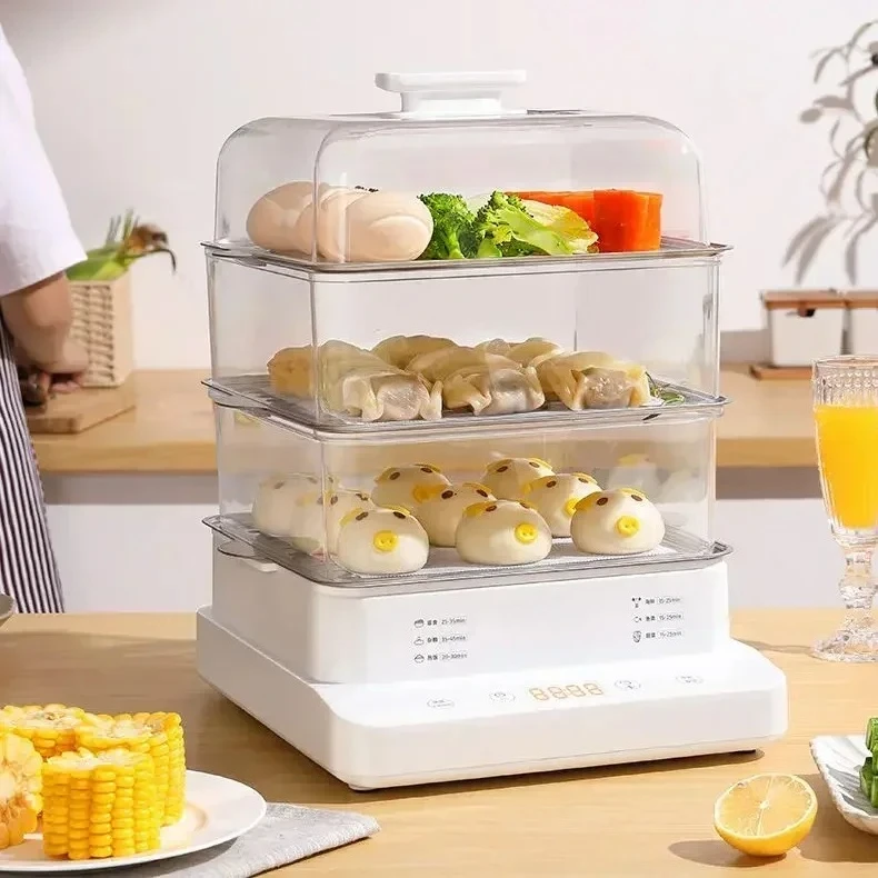 electric steamer  intelligent reservation three-layer household multi-functional