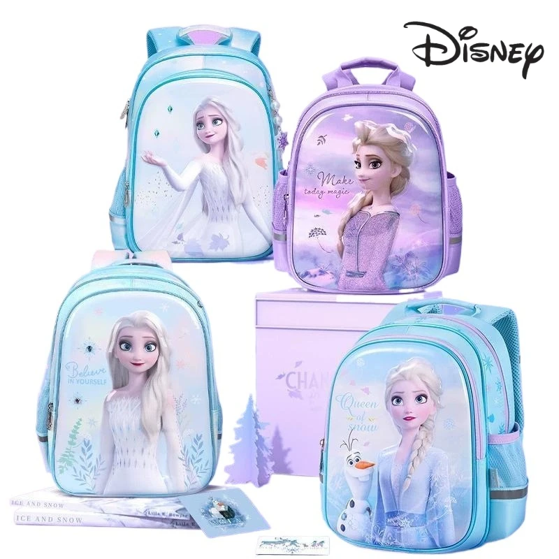 

Disney Elsa Cartoon Cute School Bag for Primary School Students kawaii Girls 3D Large Capacity Lightweight Backpack Gift