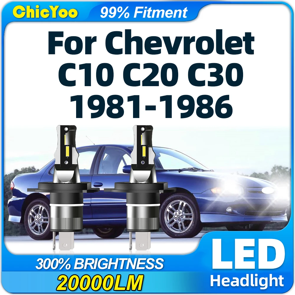 H4 LED Car Headlights 20000LM Super Bright Auto Light Bulbs 12V 6000K For Chevrolet C10 C20 C30 1981 1982 1983 1984 1985 1986