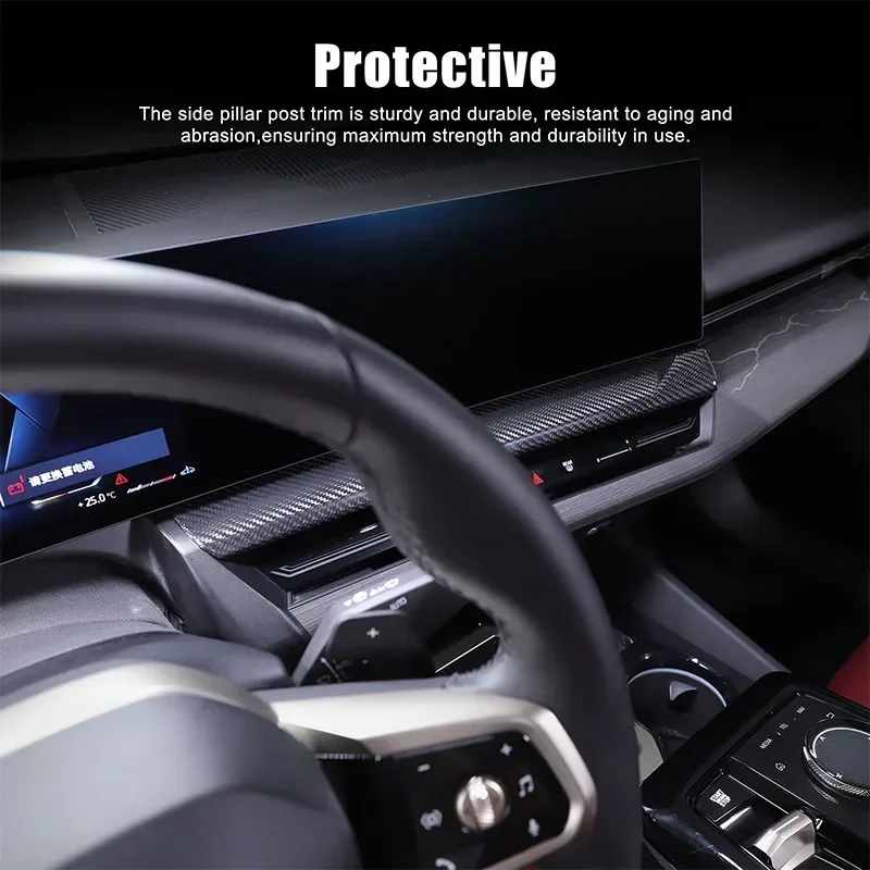 For BMW 5 Series 2024+ G60 Real Carbon Fiber Car Center Control Navigation Screen Lower Panel Decorative Cover Accessories