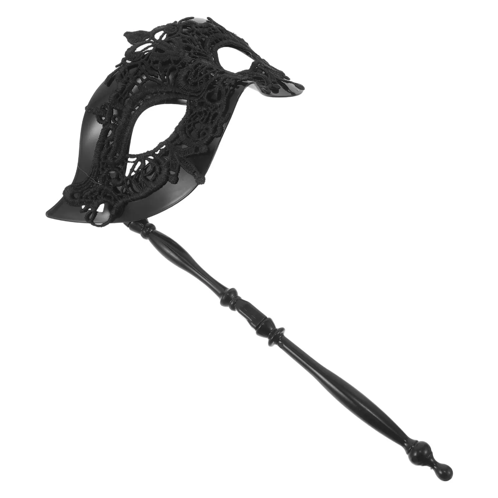 Masquerade Masks Stick Black Lace Half Face Mask for Halloween Party Masquerade Ball Costume Handheld Use Half Face Mask