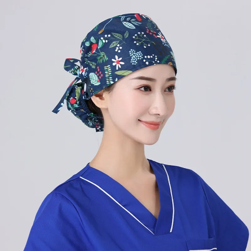 Operating Room Working Hat Women Long Hair Cover Cap Eautician Cooking Chef Caps Nurse Headwear Turban Cotton Nurse Hats