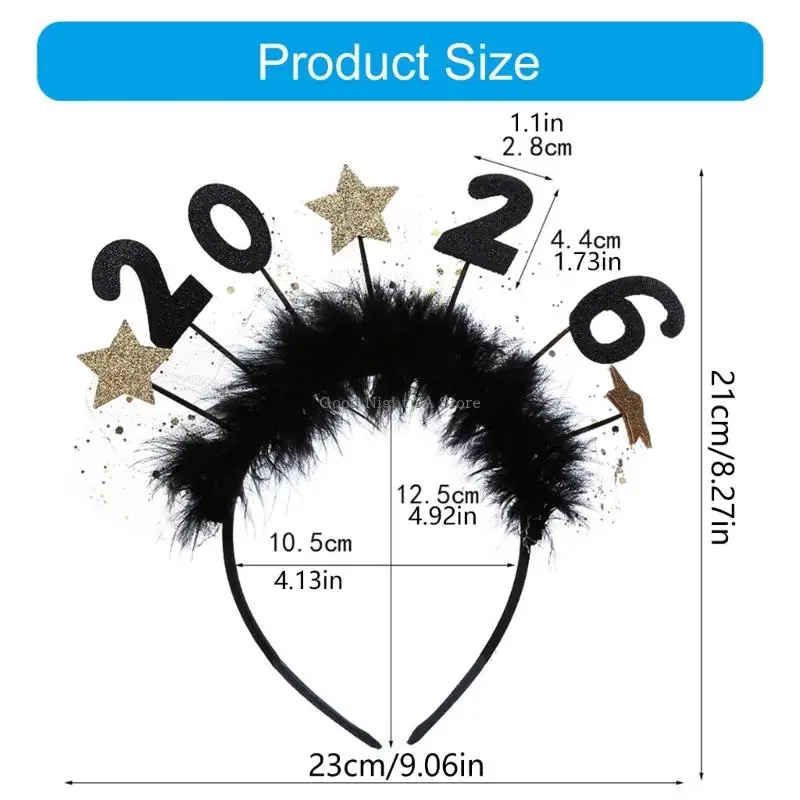 Scintillante accessorio per capelli per celebrazione del Capodanno 2026 Fasce per stelle per donne e uomini, eventi ballo