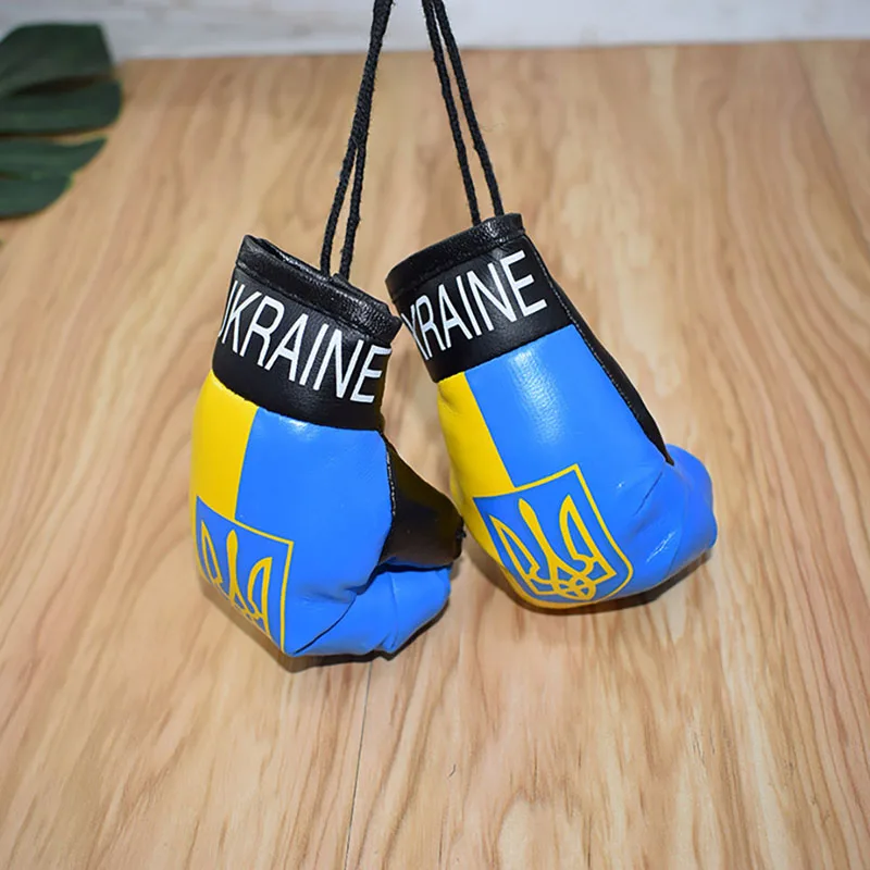 Boxing Gloves Keychains Ukraine National Flag Hanging Pendant Accessories