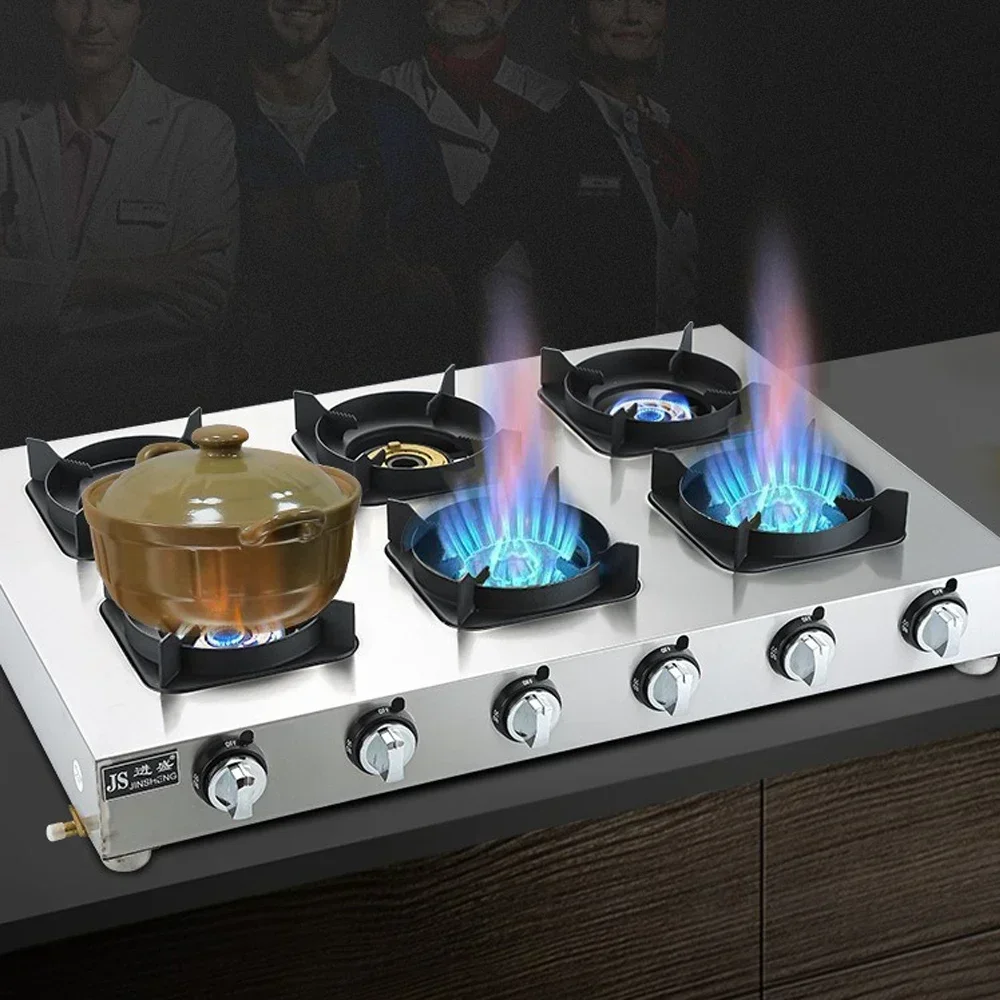 Commercial Gas Stove Fierce Medium Pressure Burner Cooktop Clay Pot Stove Commercial Multi-burner Stainless Steel Gas Stove.