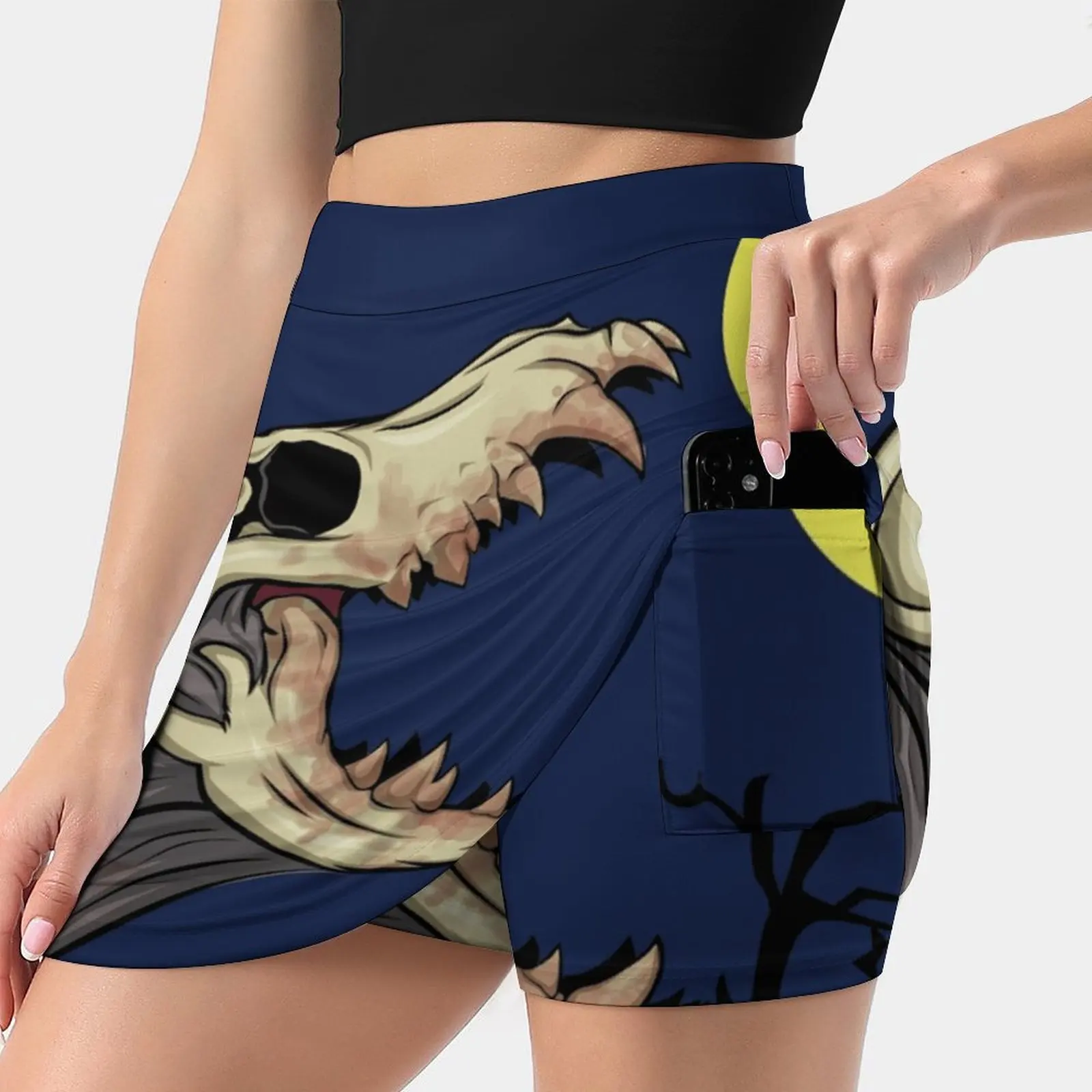 

Halloween Skull Monster Women'S Summer Fake Two Piece Skirts Casual Sports Beach Skirt Girl Skorts Monster Skull Creature Scary