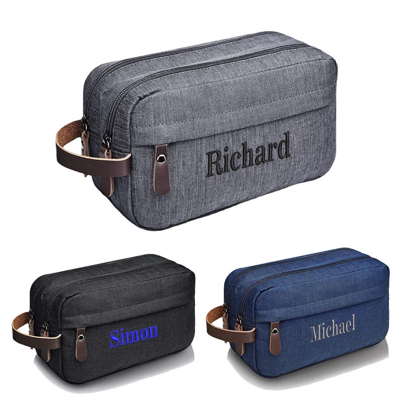 Custom Geborduurde Oxford Doek Waterdichte Wassen Opbergtas Gepersonaliseerde Logo Grote Capaciteit Mannen Cosmetische Bag Travel Hand