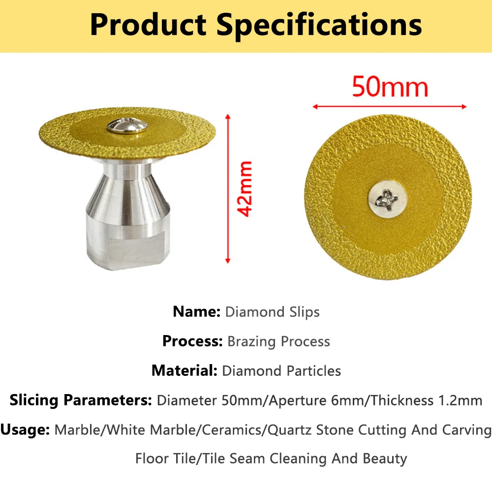M14 50mm Diamond Cutting Disc Can Replaceable Flange-Vacuum Brazed Saw Blade For Marble Ceramic Glass Tile Cutting And  Grinding