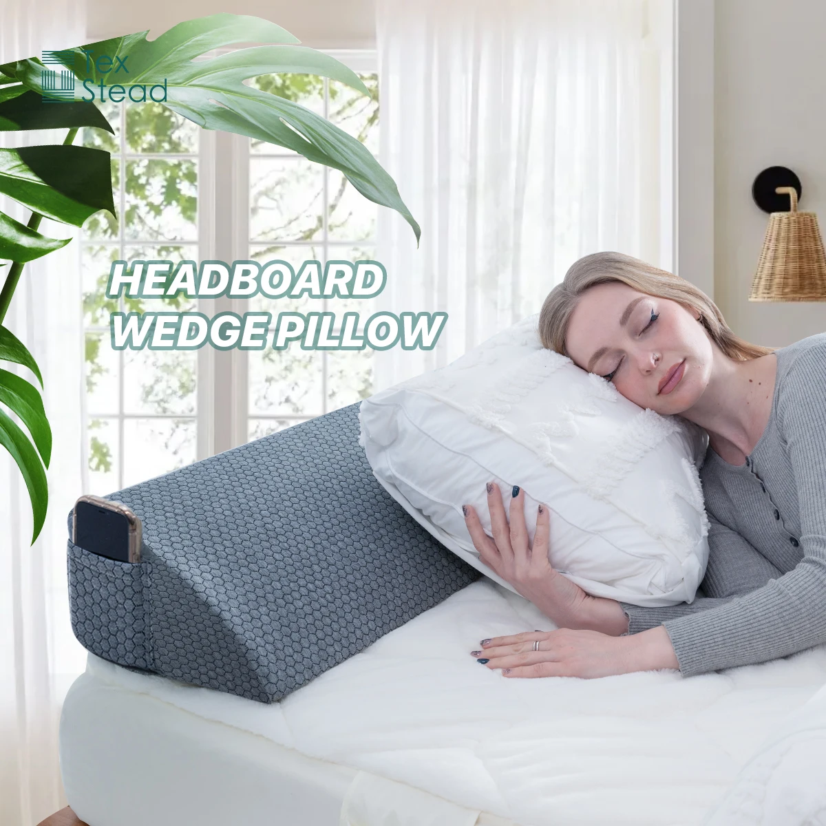 1PC Bed Gap Filler Bed Wedge Pillow Headboard Pillow Memory foam material Mattress Gap Filler with 2 Side Large Pockets