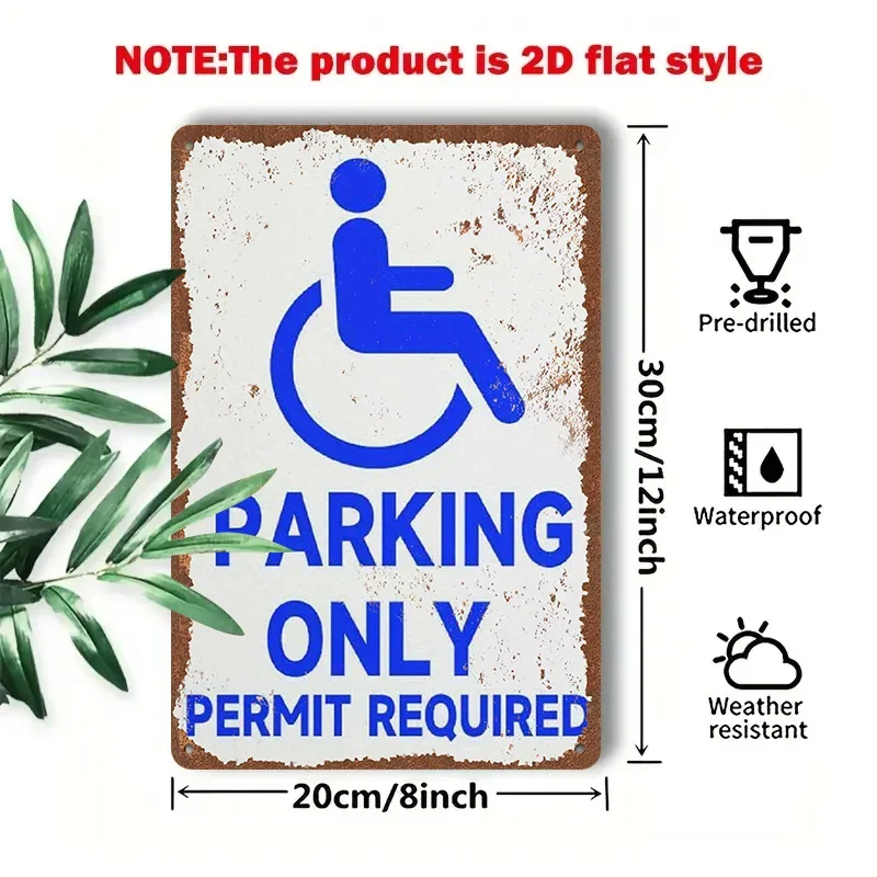 2D Flat - 1pc 2D [Flat] Metal Sign, Vintage Tin Art Measuring 8X12 Inches / 20X30 Cm, Featuring a Blue Wheelchair Symbol And The