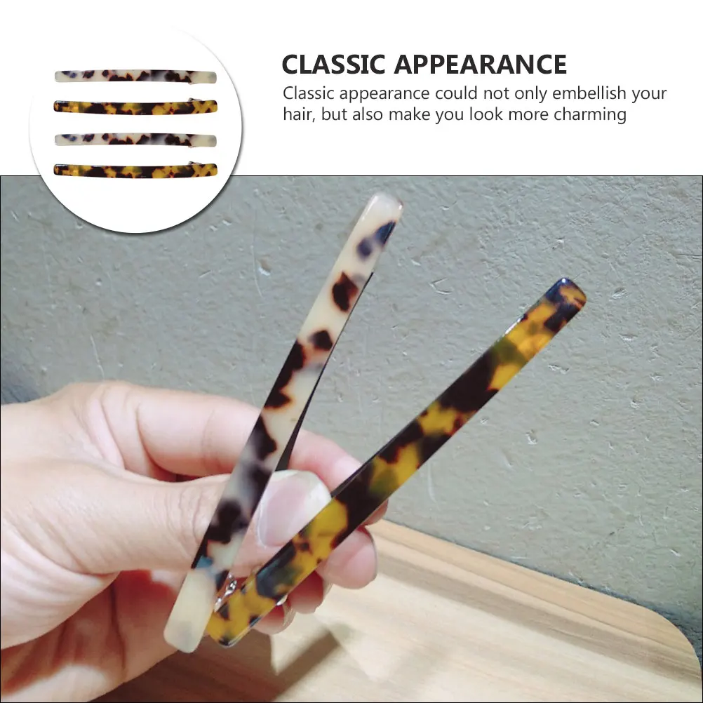

4pcs Hair Clips Leopard Print Women Barrettes Spring Hair Clip Top Ponytail Decorative Grips Elegant Everyday Wear Stylish