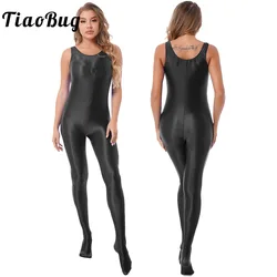 Bayan moda kolsuz tek parça Bodysuit spor Fitness sıkı tulum kutup dans Clubwear mayo