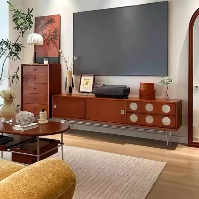 

Medieval TV cabinet Solid wood retro storage locker Nordic modern living room display cabinet Floor-to-ceiling TV cabinet