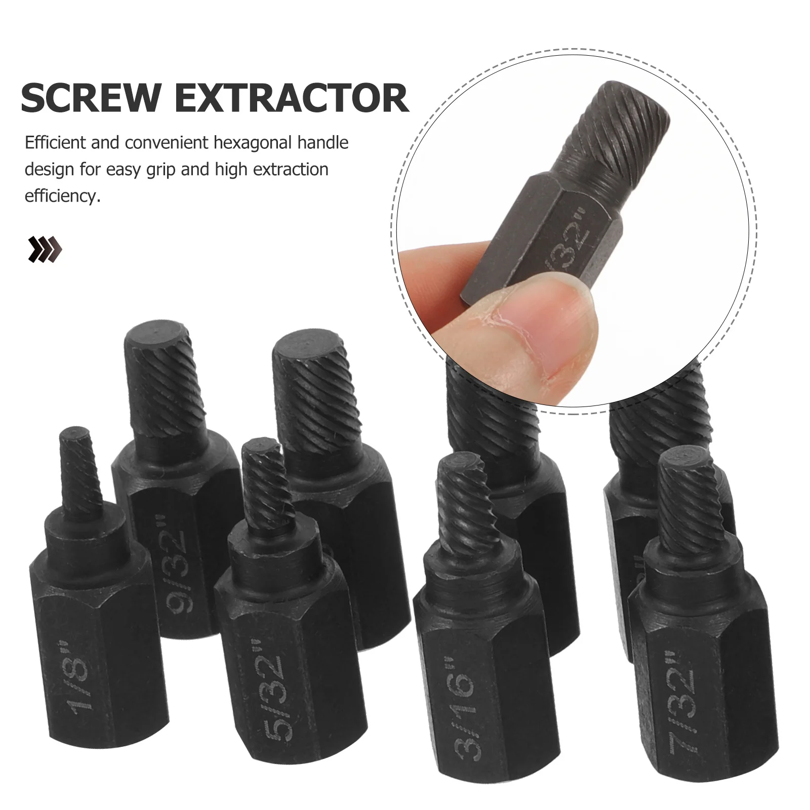 

1Set Screw Extractor Set Heavy Duty Chrome Vanadium Steel Stripped Bolt Extractor Broken Screw Remover Hex Handle for Bolts
