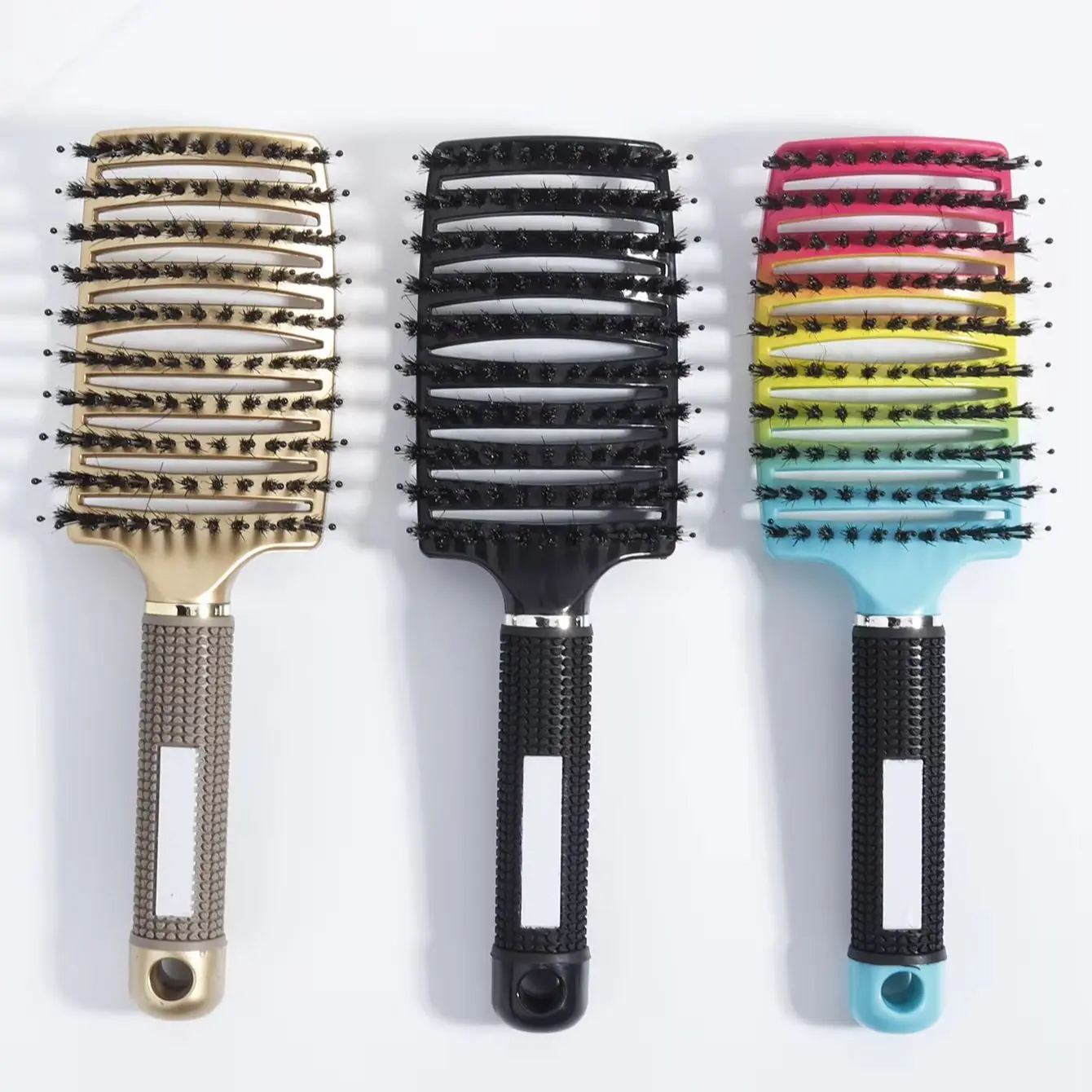 

Detangling Hair Brush Bristle&Nylon Women Wet Massage Comb Curly Hairdressing Salon Styling Tools Special for real hair wigs