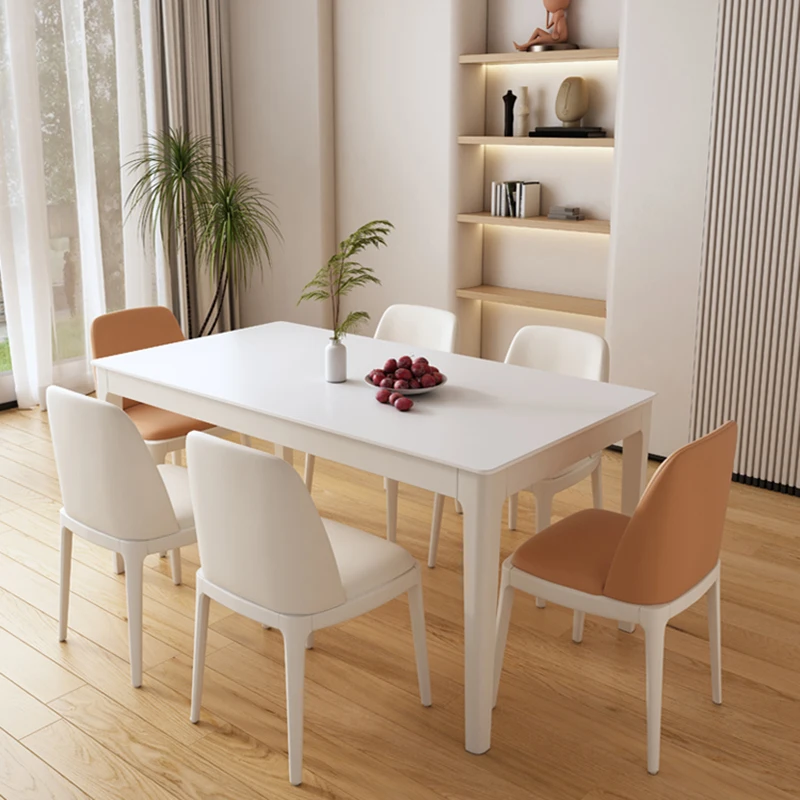 French Solid Wood Dining Table Rectangle White Minimalist Nordic Dining Table Vintage Storage Juegos De Comedor Home Furniture