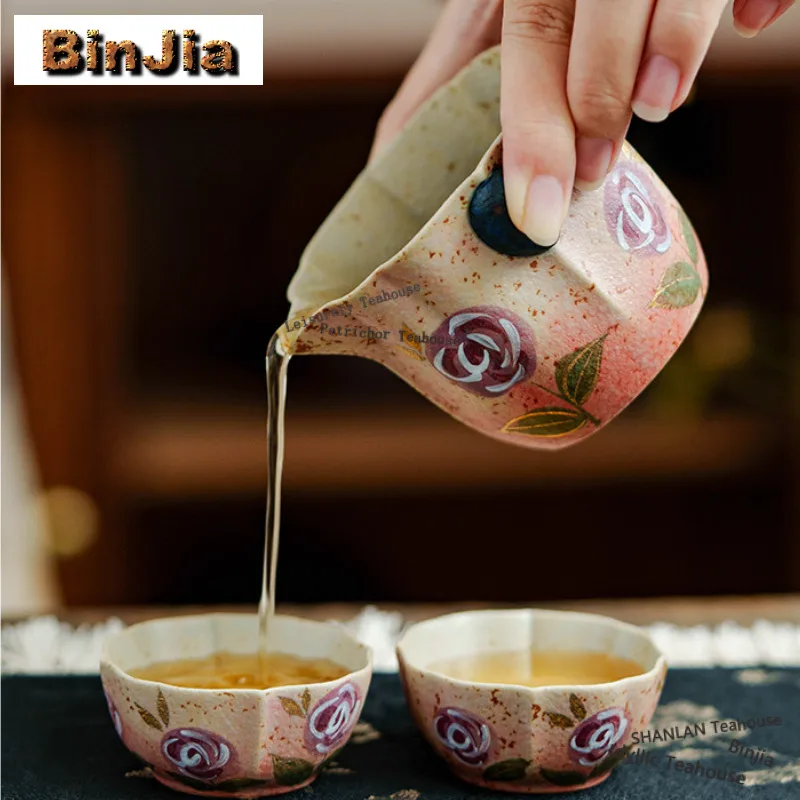 140ml Hand-painted Rose Hand Grab Teapot Handmade Tea Infuser Pot Tea Maker Kettle With Strainer For Tea Supplies Ornaments