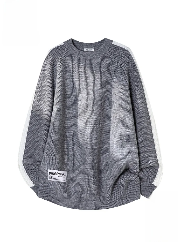 

Мужской свитер Paul Frank в полоску с круглым вырезом, повседневная верхняя одежда, осенняя модная брендовая модель с цветовыми блоками, удобный трикотажный джемпер