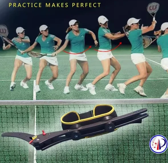 Tennis power chain trainer pedal and twist waist and turn hitting practitioner, whip swing device