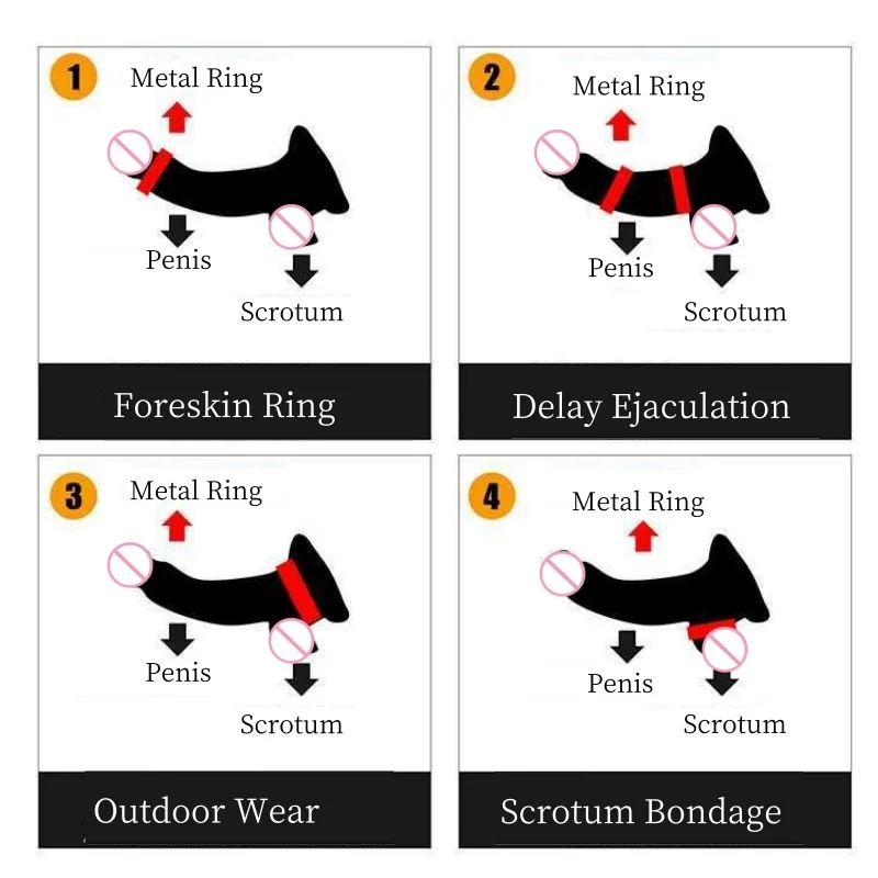 حلقة الاحتفاظ بالقضيب المعدني مع قفل عبودية الديك الذكور كيس الصفن الخصية الكرة نقالة ألعاب جنسية للرجال تأخير الوقت متجر الكبار #5