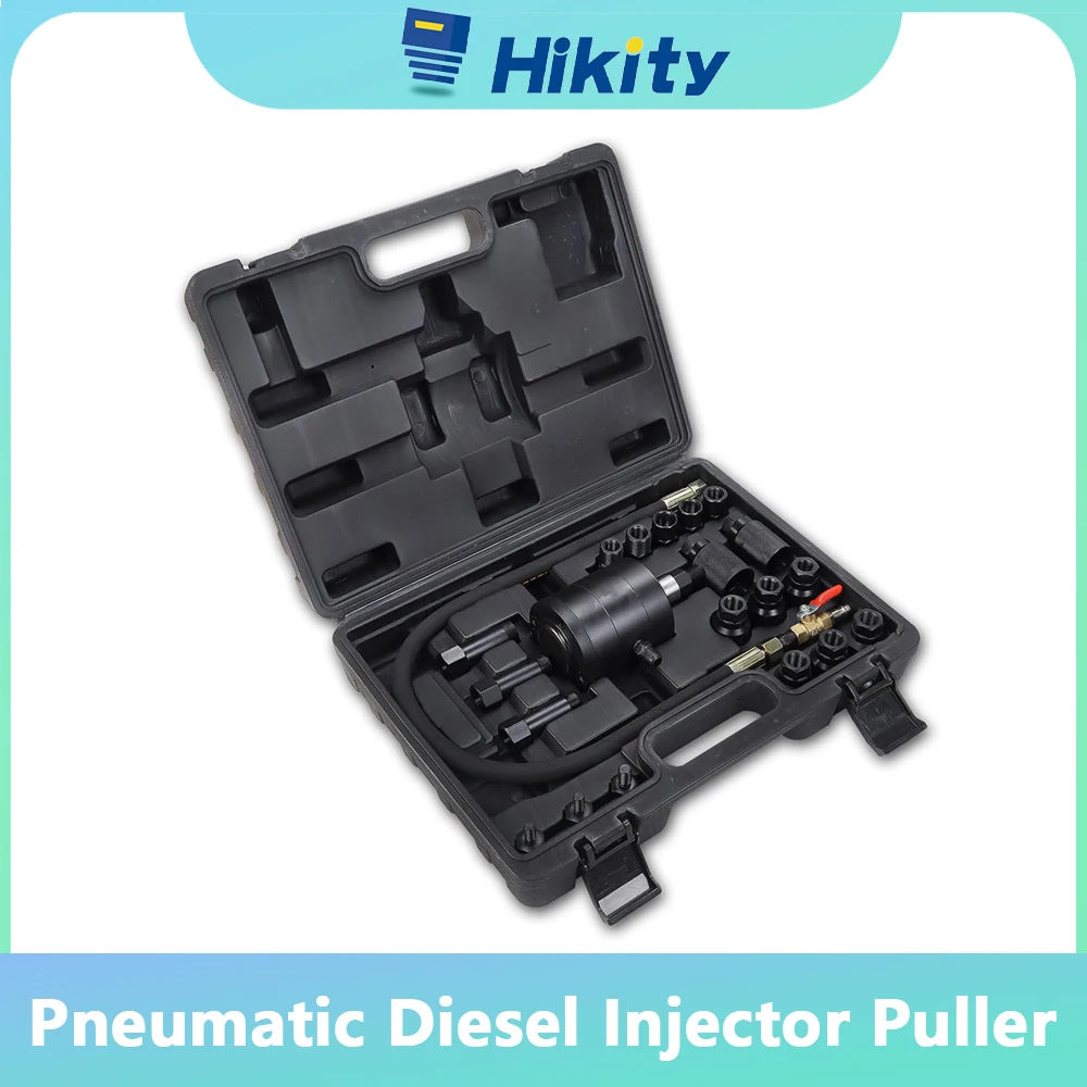 Hikity 21PCS Diesel Injector Removal Puller with Various Adapters Pneumatic Injector Extractor Puller Kit for Car car tools