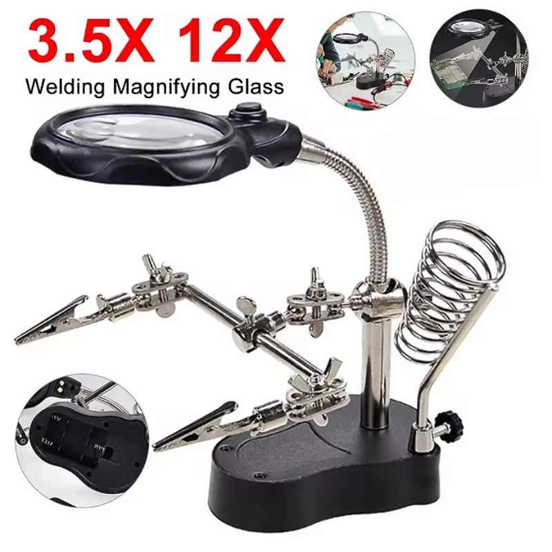 

Welding Equipment Magnifier LED Lighting Soldering Stand Desktop Soldering Holder