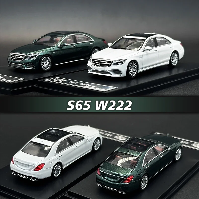 

KING 1:64 S65 W222 Metal WHITE Green Diecast Diorama Car Model Toys