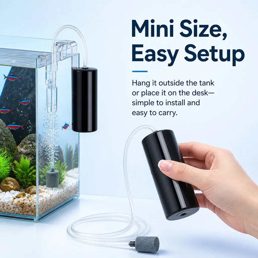 USB Aquarium Air Pump Mini Fish Tank Oxygen Pump Adjustable Air Volume Silent Aerator for Fish Tank Portable Air Compressor