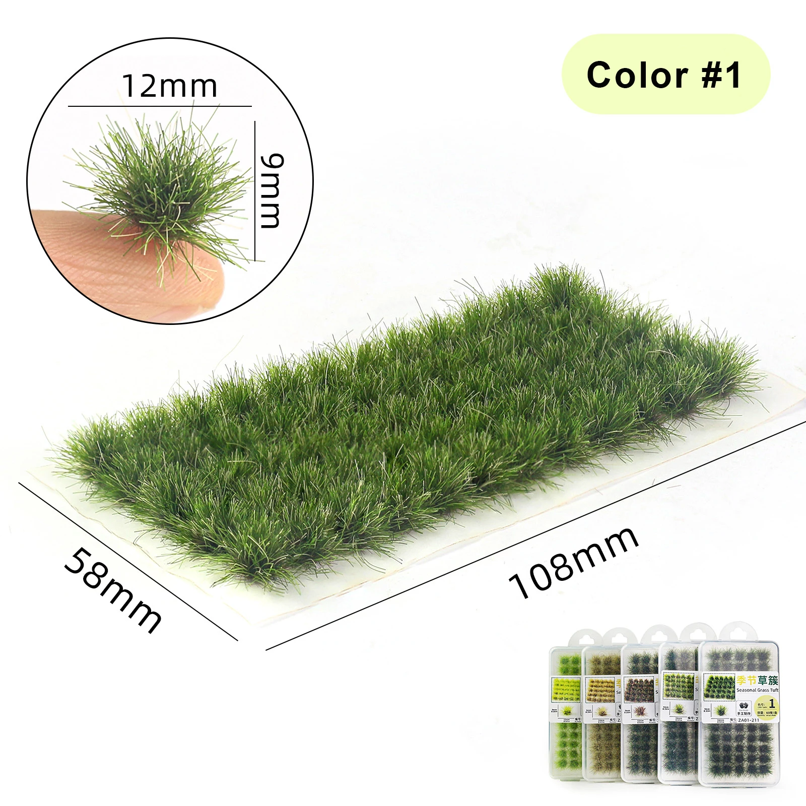 9mm Miniature Grass Nest Realistic Grass Tuft for HO OO N Railway/Fairy Garden/Wargame/Tabletop Base Kits/Landscape/Diorama 60pc