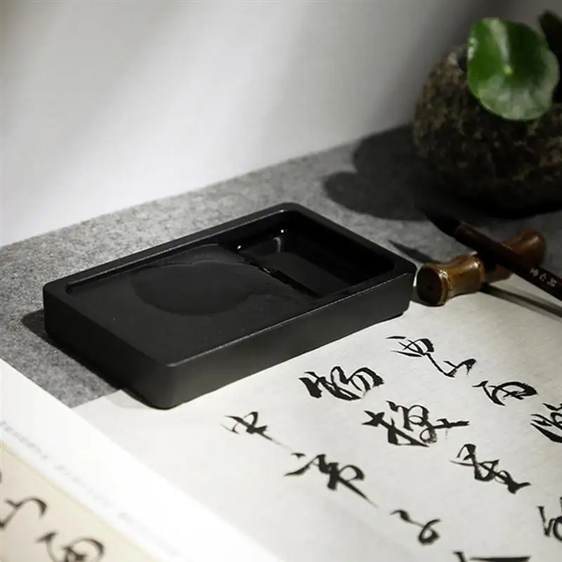 5Inch Handmade Nước Gợn Sóng Vuông Mực Đá Sinh Viên Thư Pháp Inkstone 2 Mặt Inkslab Nhẹ Di Động Inkstone