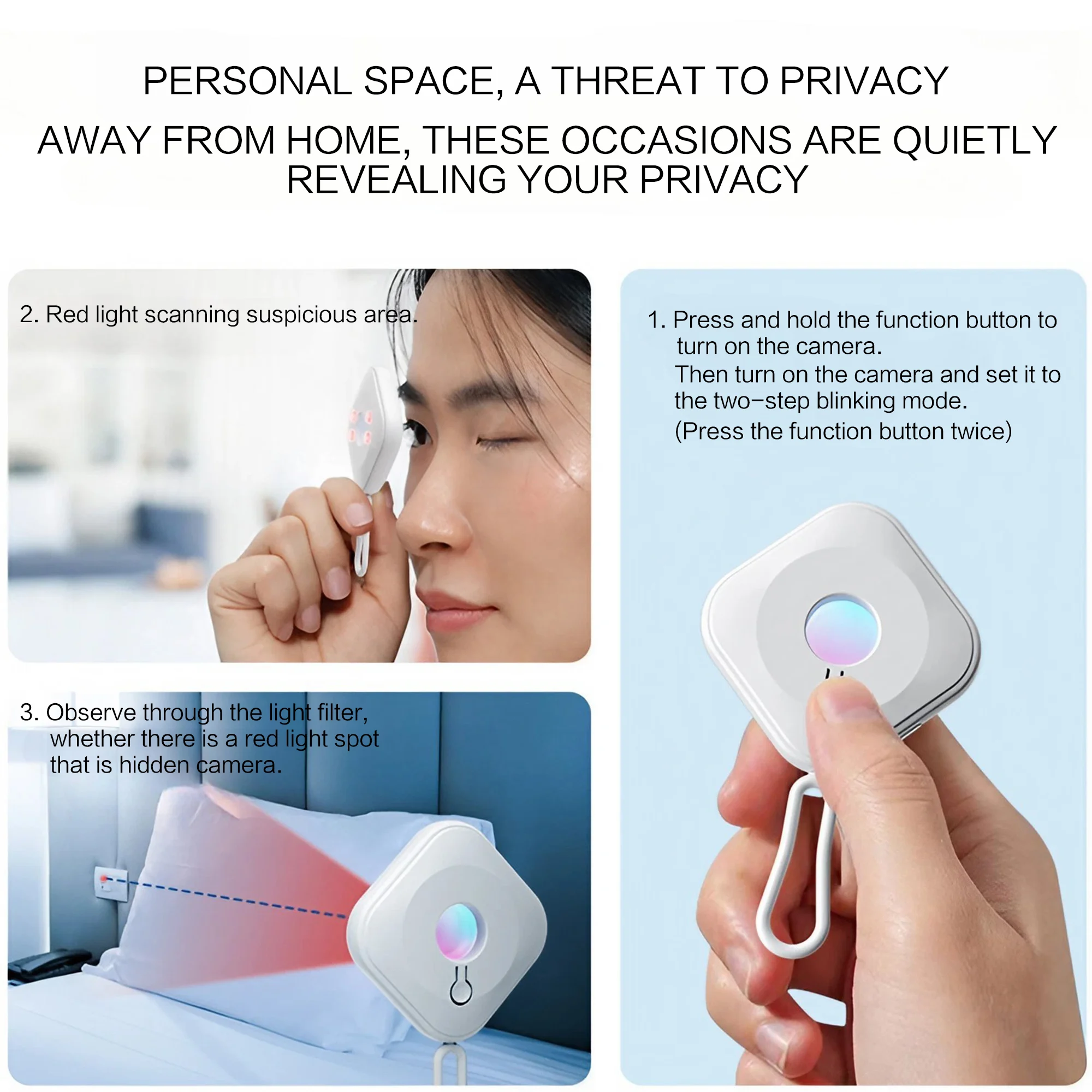 Портативный интеллектуальный детектор камеры, 1 шт., анти-снуд, монитор для отеля, инфракрасный сканирующий детектор, защита безопасности