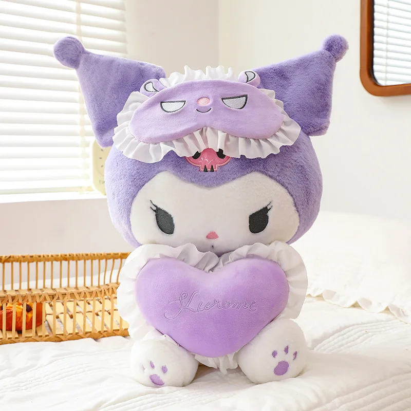 Brand New Cute Kuromi/Melody Eye Mask Love Heart Plush Decorative Pillow Toy Children Doll Girl Doll Birthday Christmas Gift