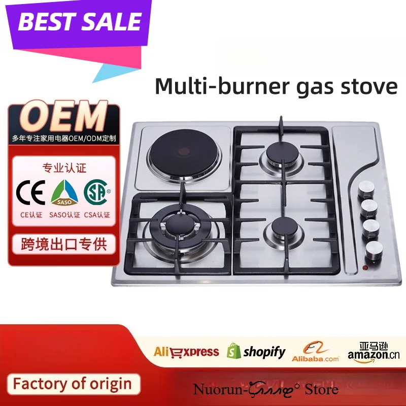 4 Burner Gas Cooktop Embedded Natural Gas LPG Stove for Home Kitchen Stainless Steel Cooker