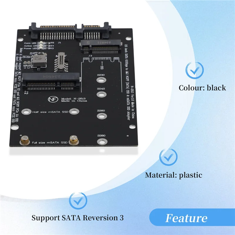A13E-M.2 NGFF MSATA SSD a 2,5 pulgadas SATA 3,0 adaptador 2 en 1 tarjeta convertidora para PC portátil