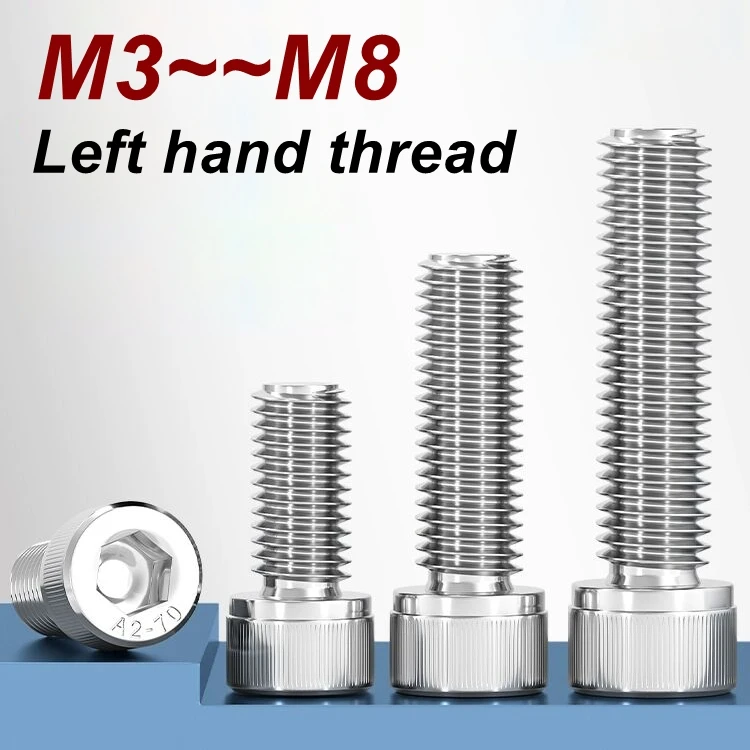 Left hand thread DIN912 Hex Socket Head Cap screw counterclockwise reverse thread screw  Stainless Steel M3 M4 M5 M6 M8