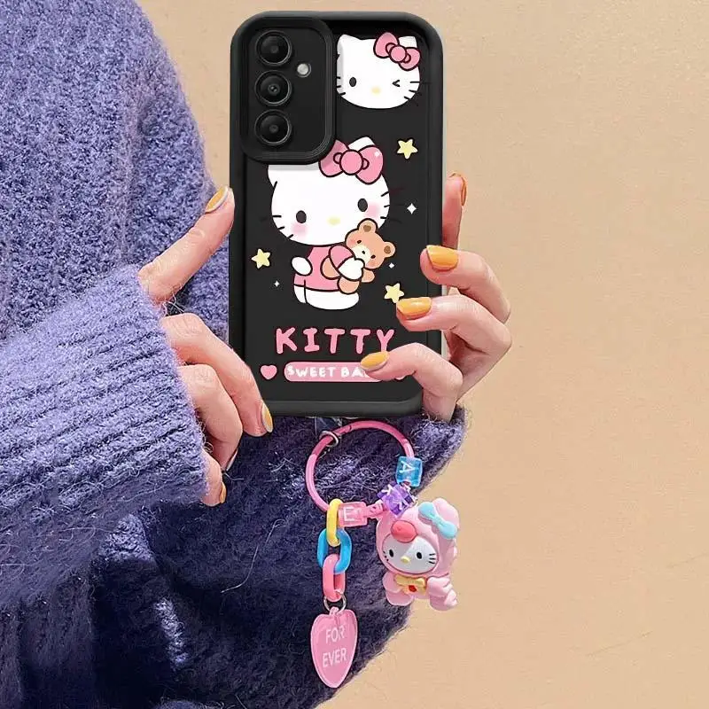 Sanrio Hello Kitty Keychain Phone Case For VIVO V40 V30 Pro V30E Y100 V29 Y15S V23E Y16 Y17 Cover Funda Soft