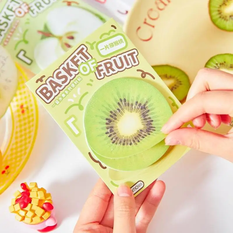 Bulk 30 Cute Food Themed Mini Sticky Notes, DIY Self-Adhesive Memo Pads with Simulated Fruit Vegetable Prints