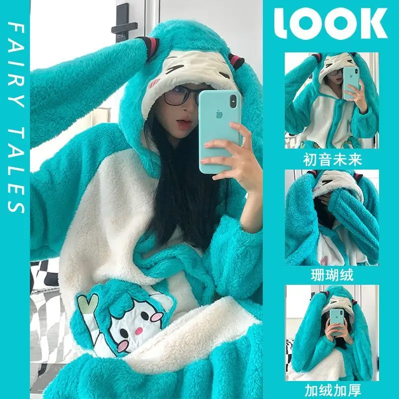 nouvelles-robes-en-velours-corail-kawaii-hatsune-miku-pour-femmes-pyjamas-en-flanelle-Epaisse-pour-l'hiver-tenues-decontractees-anime-mignonnes-pour-la-maison-cadeaux-de-noel-pour-enfants