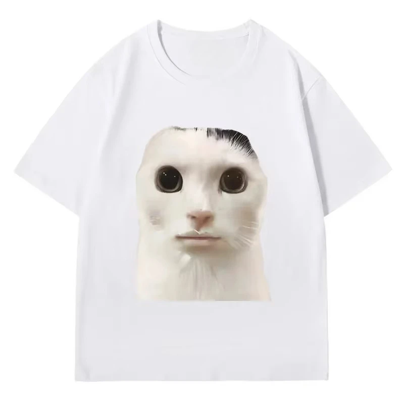 

Goofy Ahh Cat, милая забавная футболка с рисунком мема, летняя футболка большого размера с круглым вырезом, топы, мужские и женские футболки с короткими рукавами